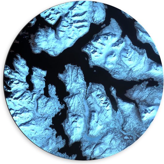 Dibond Muurcirkel - Blauwe Abstracte Vlakken - 60x60 cm Foto op Aluminium Muurcirkel (met ophangsysteem)