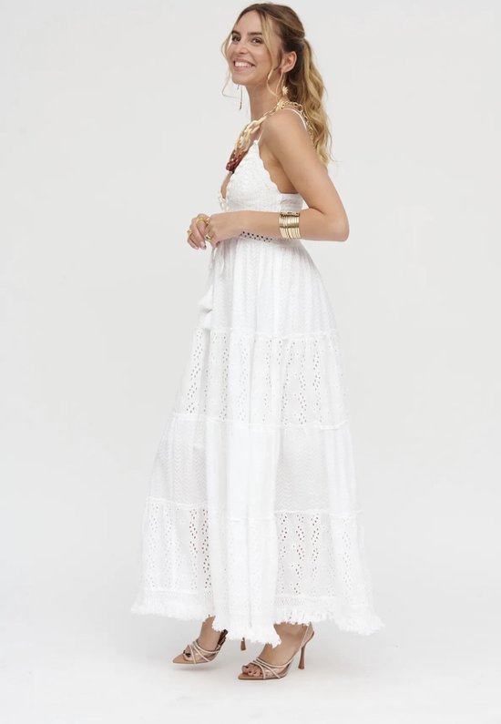 Rode Ibiza Boho Jurk Met V Hals En Stippen