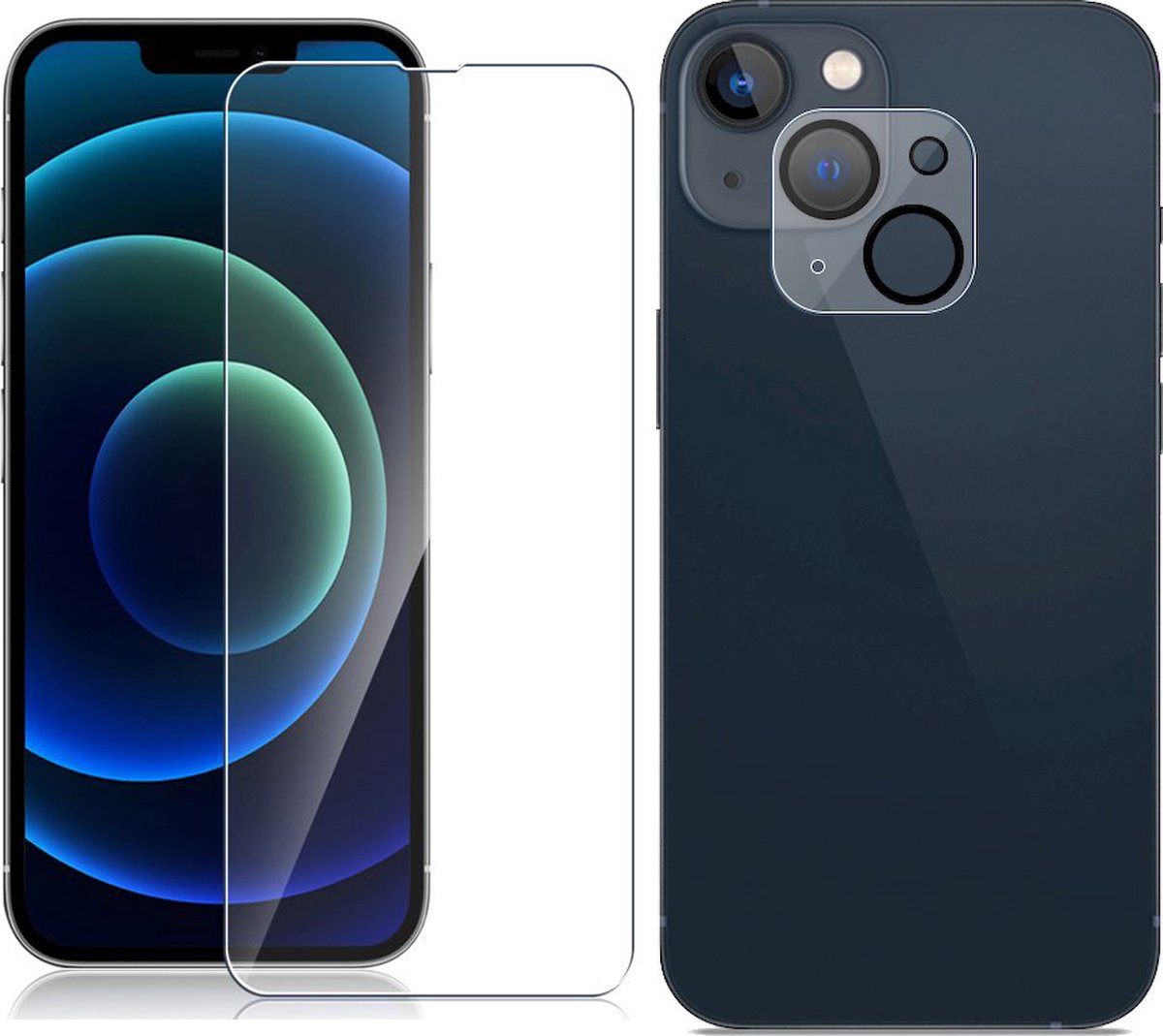 Mobigear Screenprotector geschikt voor Apple iPhone 13 Glazen | Mobigear 2in1 Screenprotector,Camera Protector - Case Friendly