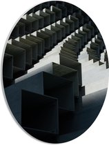 PVC Schuimplaat Ovaal - Patroon van Donkergekleurde Vakken - 30x40 cm Foto op Ovaal (Met Ophangsysteem)