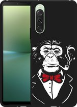 Cazy Hoesje Zwart geschikt voor Sony Xperia 10 V Smoking Chimp