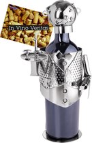 BRUBAKER Wijnfleshouder flessenstandaard wijnkelder decoratief object metaal met wenskaart voor wijngeschenk