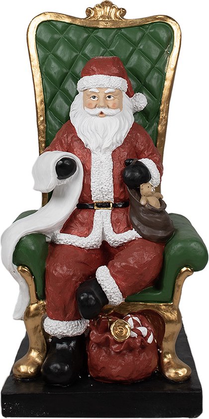 Clayre & Eef Beeld Kerstman 50x50x106 cm Rood Polyresin Kerstdecoratie