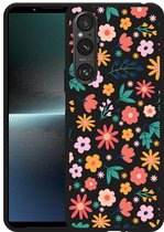 Cazy Hoesje Zwart geschikt voor Sony Xperia 1 V Always have flowers