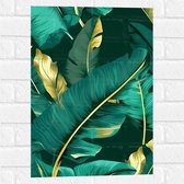 Muursticker - Groene Palmbladeren met Gouden Details - 40x60 cm Foto op Muursticker