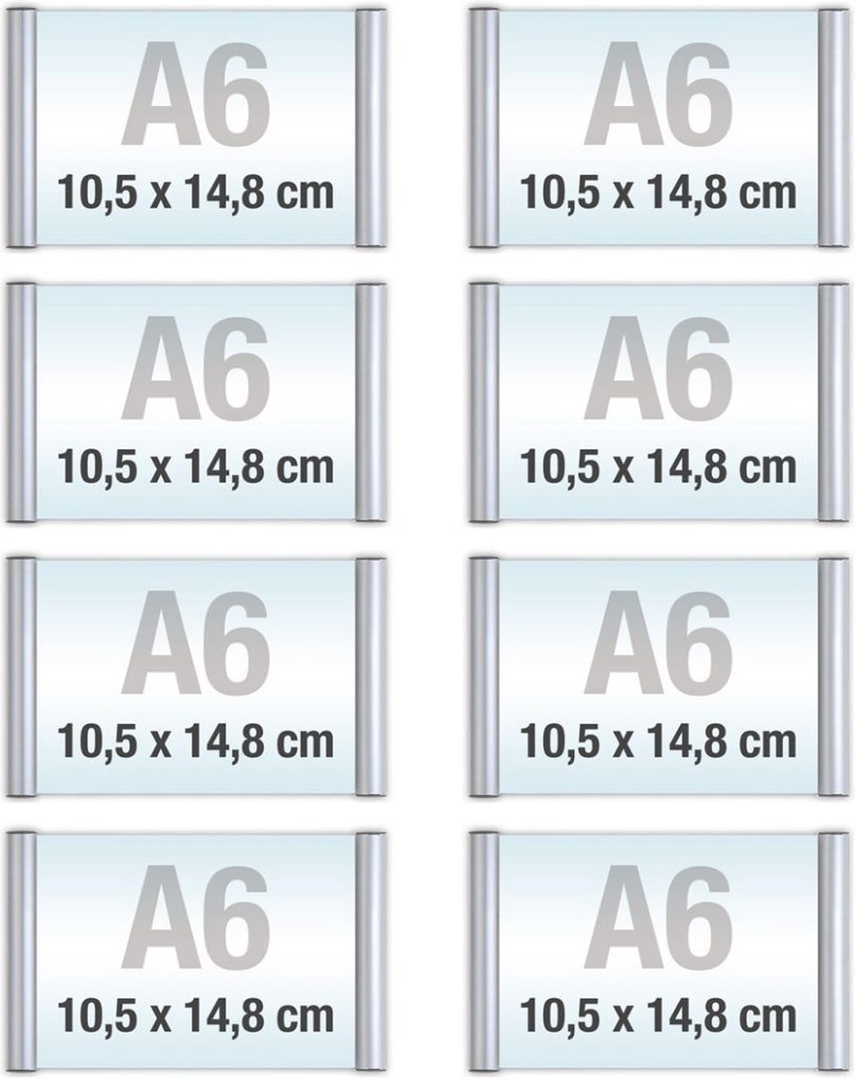 8 pack A4/Bewegwijzeringsborden met Klikprofiel /formaat 21x29,7cm/wegwijs bordjes/aluminium deurbordjes/naambordje kantoor/route bordje/aanwijs bordje/zelfklevend/verwijs bord/ informatie bord.