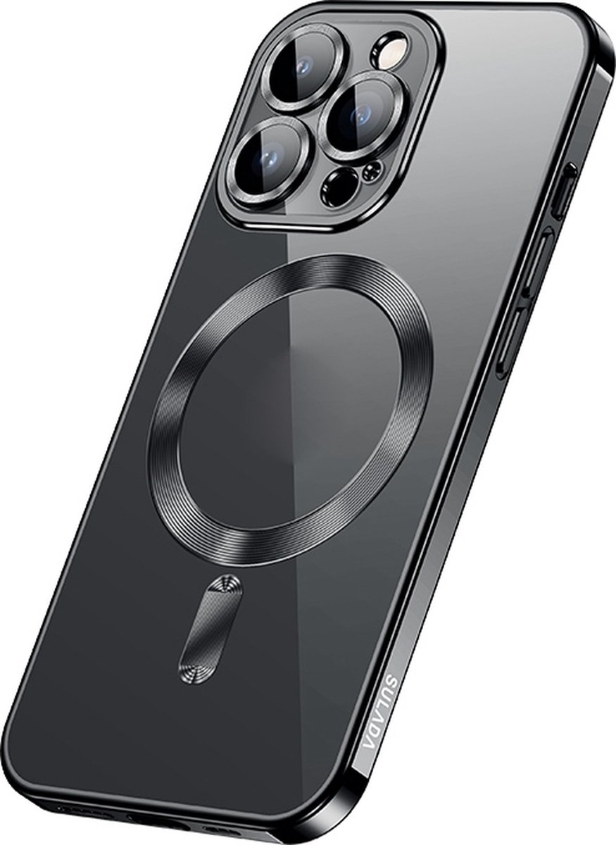 Sulada Soft case TPU en shockproof en lensbeschermer met magnetische ring voor de iPhone 13 Pro Max Zwart