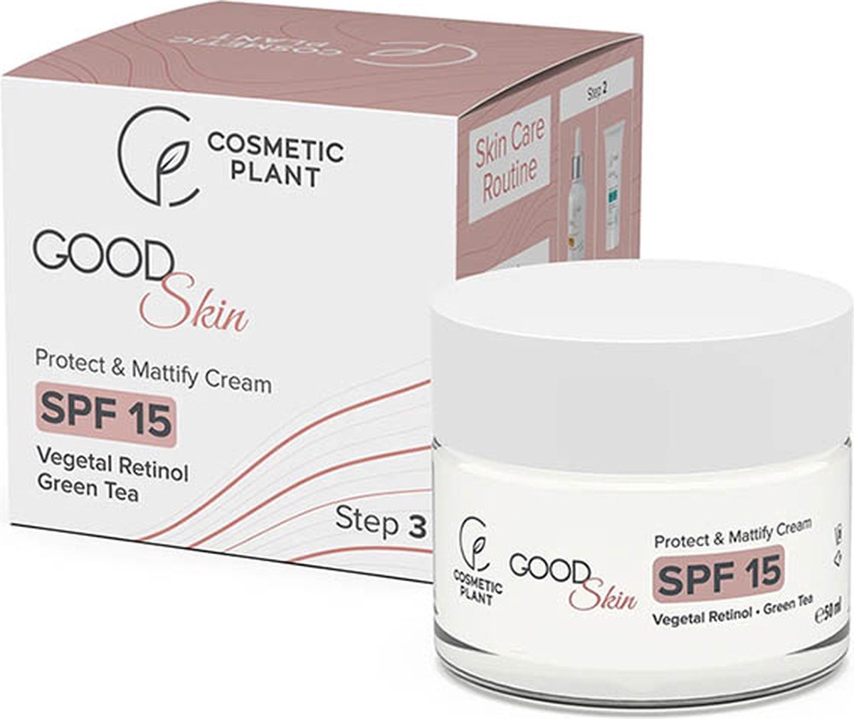 Cosmetic Plant - Good Skin - Protect and Mattify Cream SPF15 with Vegetal Retinol and Green Tea for Mixed/Oily Skin