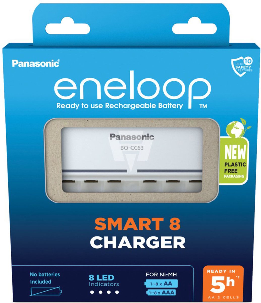 Panasonic Eneloop Oplader voor 8 batterijen - BQ-CC63E