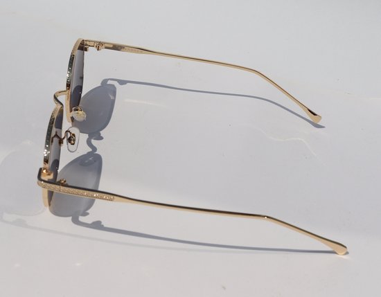 Ray-Ban Zonnebril Ronde Dubbele Brug 3647n 001/57 Goud Bruin B-15 Gepolariseerd