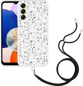 Cazy Hoesje met koord geschikt voor Samsung Galaxy A14 4G/5G Terrazzo Look