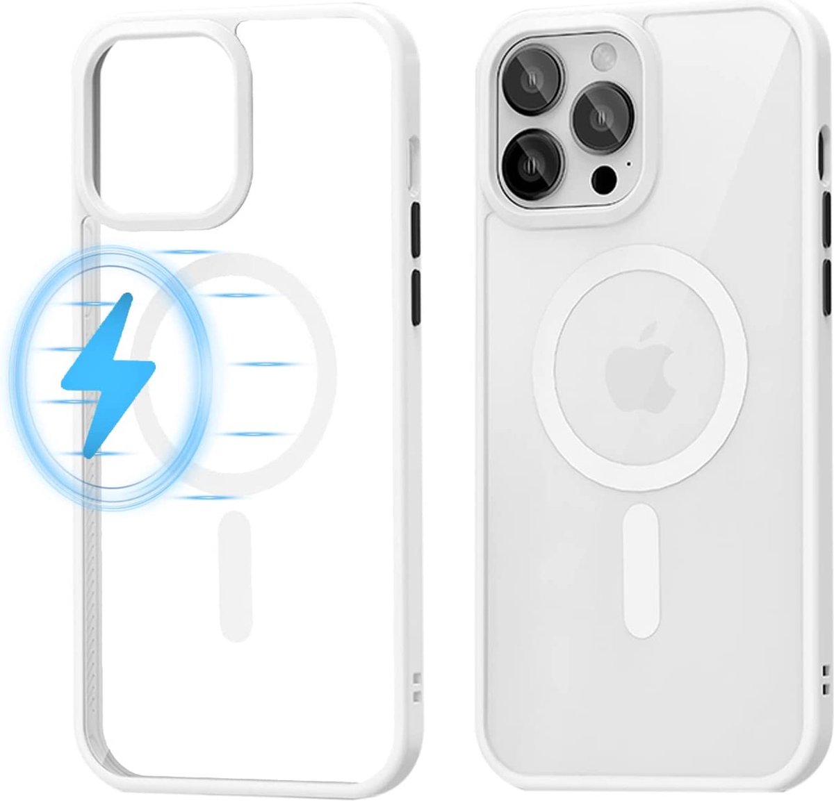 Magsafe Hoesje geschikt voor iPhone 14 Pro Wit - Doorzichtig Wit