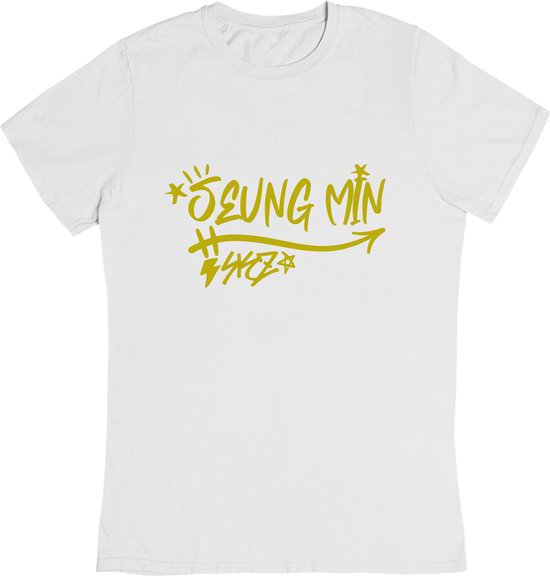 Stray Kids Seungmin Signature Gold T-Shirt - Korean Boyband SKZ - Kpop fans - Seungmin Stray Kids - Maat M Wit