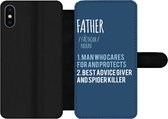 Bookcase Geschikt voor iPhone X telefoonhoesje - Quotes - Spreuken - Father - Woordenboek - Papa - Met vakjes - Wallet case met magneetsluiting