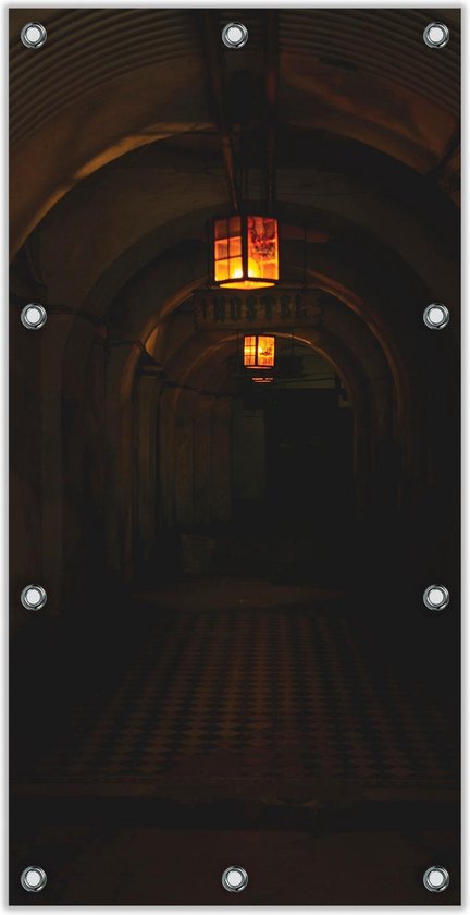 Tuinposter Donkere Tunnel 100x200cm- Foto op Tuinposter (wanddecoratie voor binnen en buiten)