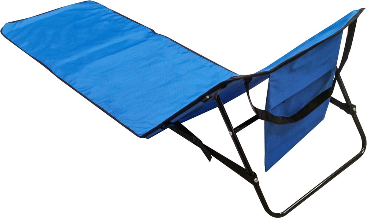 Strandmat met Rugleuning en Opbergvak Ligbed - Strandstoel - Opvouwbaar - Inklapbaar - Draagbaar - Tas - Blauw — cadeau in Sport & Outdoor - foto 2