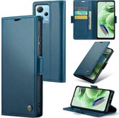 CaseMe - Telefoonhoesje geschikt voor Poco X5 Pro - Retro Wallet Book Case - Met Magnetische Sluiting - Donker Blauw