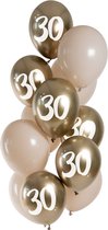 Folat - Golden Latte 30 jaar ballonnen (12 stuks)