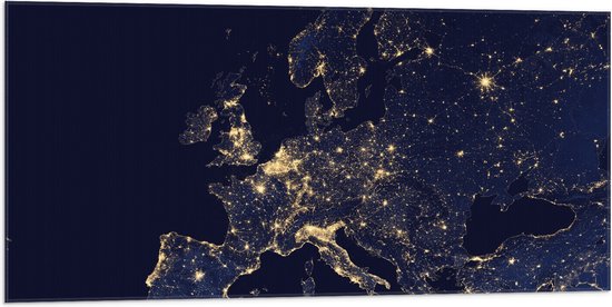 Vlag - Kaart van Europa - 100x50 cm Foto op Polyester Vlag