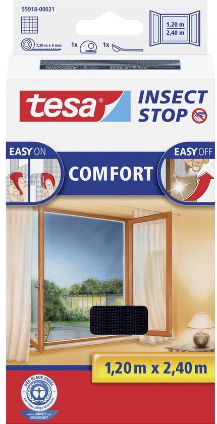 Tesa Comfort - Raamhor - 120x240 cm - Zwart - Tesa