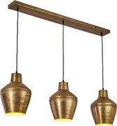 MANDEE.NL - Alora Metalen rechthoekige Hanglamp Antiek Messing Zwart, 3-lichtbronnen - Woonkamer 327 lichtbron luxe gouden plafond hanglamp - eetkamer industriële hanglamp