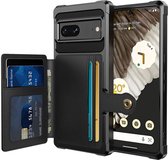 Étui portefeuille pour Google Pixel 7 - Coque arrière 3 en 1 avec porte-cartes - Étui de téléphone pour carte de débit avec porte-cartes à l'arrière - Étui avec aimant pour support de voiture Zwart