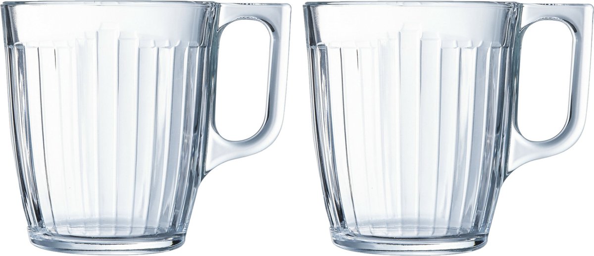 Luminarc Theeglazen Leeds - 12x - transparant bewerkt glas - 8 x 11 cm - 320 ml
