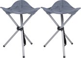 Urban Living bijzet krukje/stoeltje - 2x - Opvouwbaar - Camping/outdoor - D32 x H43 cm