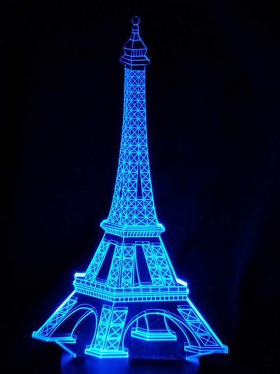 Veilleuse 'Tour Eiffel' - Lampe LED - Illusion 3D - 7 couleurs et 4 effets - Paris