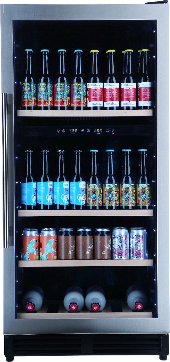 Bierkoelkast Bamberg - glazen deur met RVS rand - 192 flessen - Koelkast horeca - Bier koelkast voor Thuis - Flessenkoelkast- Drank koelkast - Bierkast