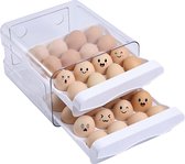 Eierbox eierhouder voor koelkast, ladetype, doorzichtige eierhouder, koelkast, eierlade, eierhouder, opslag, frigerator, eierhouder (wit)