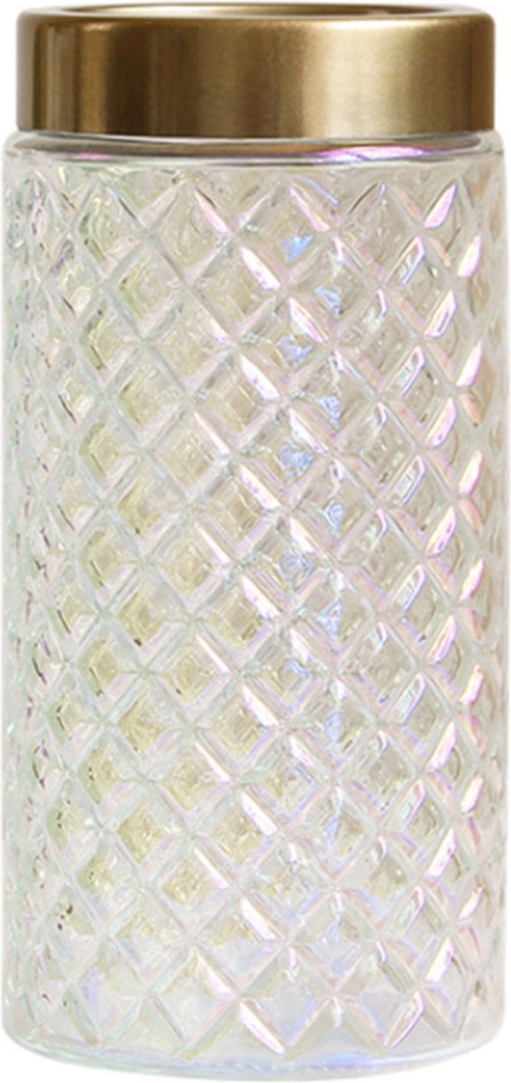 QUVIO Vaas voor droogbloemen - Vazen - Klassieke of landelijke bloemenvaas - Vaasje met gouden rand - Woonaccessoires voor bloemen en boeketten - Decoratieve accessoires - Glas - 11 x 22 cm (dxh) - Transparant met gouden rand