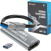 HDMI Capture Card Incl. USB-C Adapter - Video/Game Capture - HDMI naar USB - 1080P HD - Cam link - Video grabber - Streamen