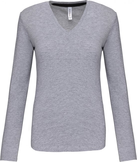 Homlan Damesblouse, gestreept, lange mouwen, V-hals, netstof, los, elegant, casual, Lichtblauw, XXL