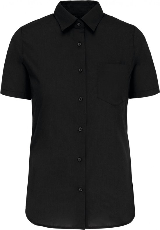 Foto: Kariban dames poplin blouse korte mouwen k544 black m