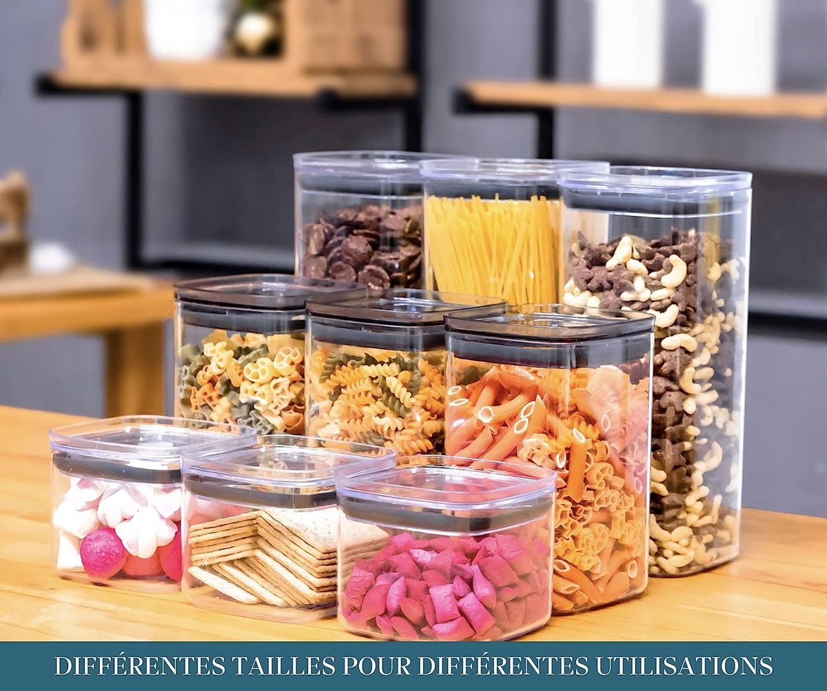 4L Boite Rangement Lot de 4, Boîte Hermetiques Alimentaires en Plastique,  Boite de Conservation Alimentaire Cuisine, Cereales Pâtes Farine :  : Cuisine et Maison