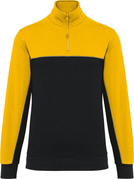 Sweatshirt Unisex 5XL WK. Designed To Work 1/4-ritskraag Lange mouw Black / Yellow 60% Katoen, 40% Polyester