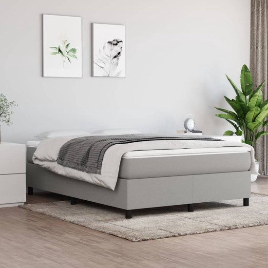 vidaXL-Boxspring-met-matras-stof-lichtgrijs-140x190-cm