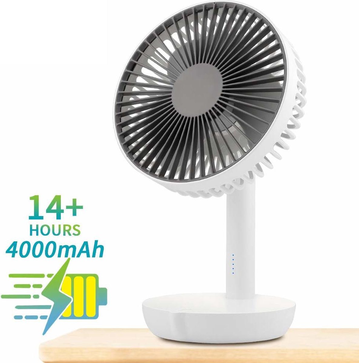 Evolize Mini Ventilator - Oplaadbare Tafelventilator - Ingebouwde Powerbank - Wit