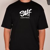 Zwarte Shirt Self Control bedrukt T-shirt, trendy T-shirt cadeau voor hem, Black T-shirt voor mannen (M)