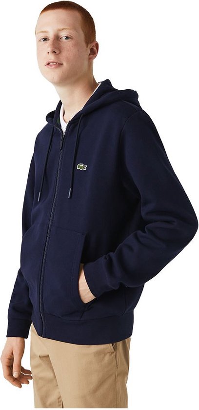 Lacoste heren hoodie sweatsvest - met rits - navy blauw - Maat: M