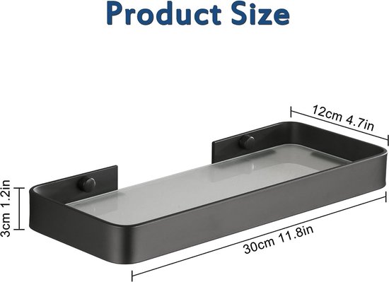 Doucheplank zonder boren - plank set van 3, wandplank mat zwart voor de badkamer