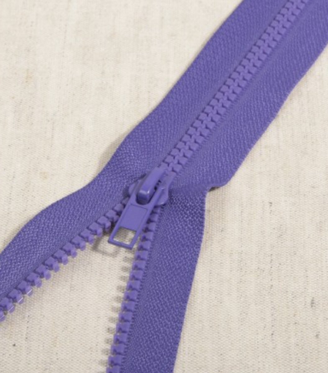 Deelbare rits 35cm paars - polyester stevige rits met bloktandjes