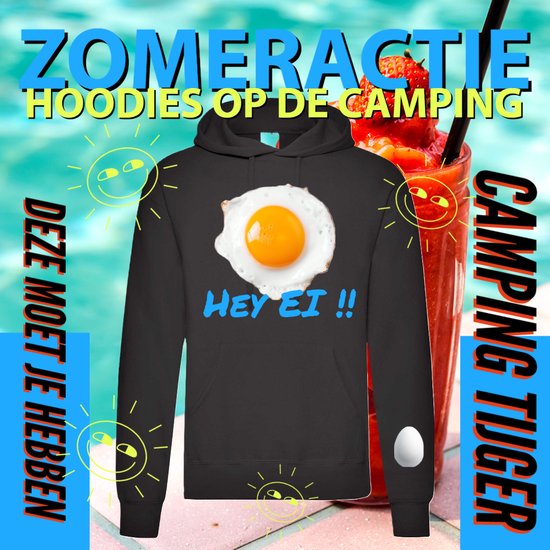 Hoodie camping - Grappige Hoodie Hey ei - Hoodie Zwart - Maat XXXl