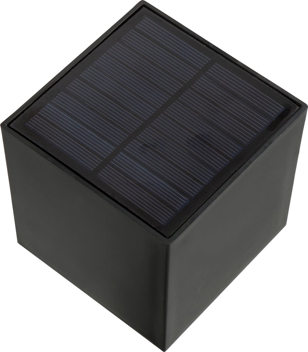 KS Verlichting Cube 10 stuks Led Solar wandlamp zwart schutting lamp solar buitenlamp 10x10 cm LED