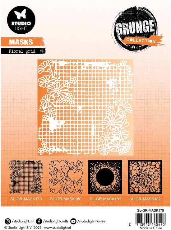Grid Mask Pattern Mask stencil Floral grid - Grunge collection nr. 179 | bol