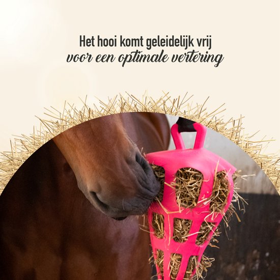 Hay Slowfeeder Fun&Flex 22 cm – Hooinet paarden - Slowfeeder paarden – Geschikt voor grazende dieren – Tegen stalververling – Tot 1 kg hooi - Roze