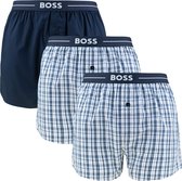 HUGO BOSS boxershorts woven (3-pack) - heren boxers wijd model - donkerblauw - Maat: L
