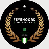 Feyenoord Schilderij - Gouden Krans - Voetbal - Muurcirkel - Poster - Wanddecoratie op Aluminium (Dibond) - 40x40cm - Inclusief Gratis Ophangsysteem