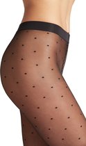 FALKE Dot mat met patroon ultra transparant 15 Denier panty maillot dames zwart - Maat M